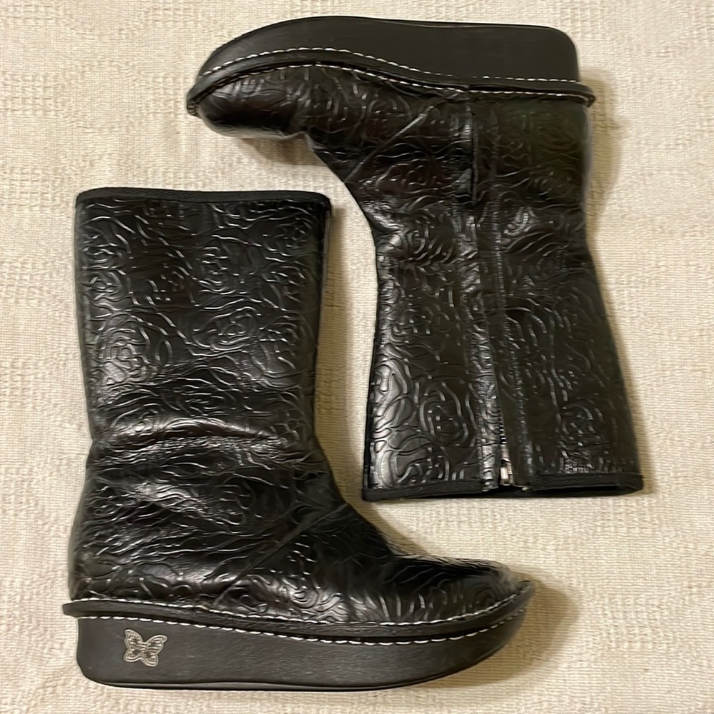 Alegria Women’s Black Leather Platform Boots Fleece Lined Size 6.5 M